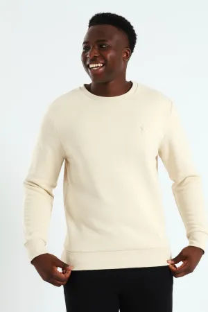 Plain Crew Fleece Top - Light Stone