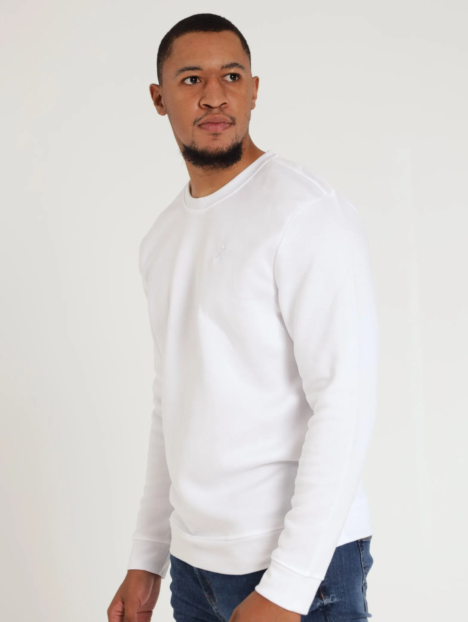 Plain Crew Sweatshirt - White