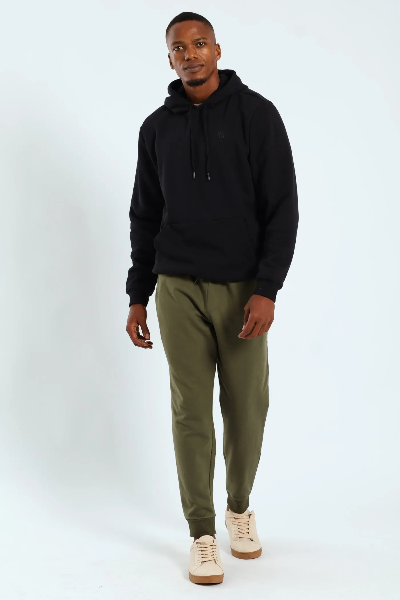 Plain Fleece Hoodie Pullover - Black