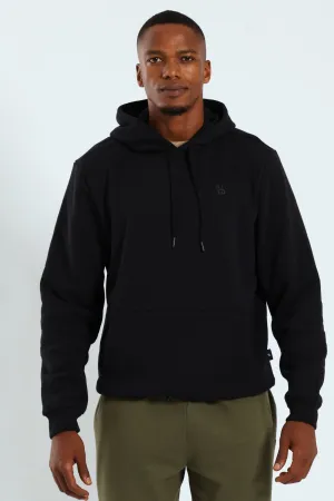 Plain Fleece Hoodie Pullover - Black
