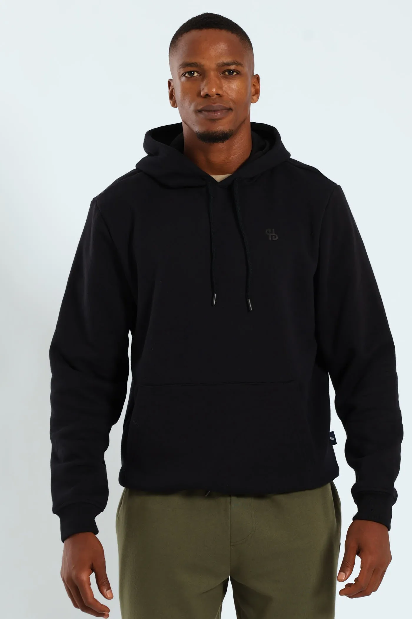 Plain Fleece Hoodie Pullover - Black