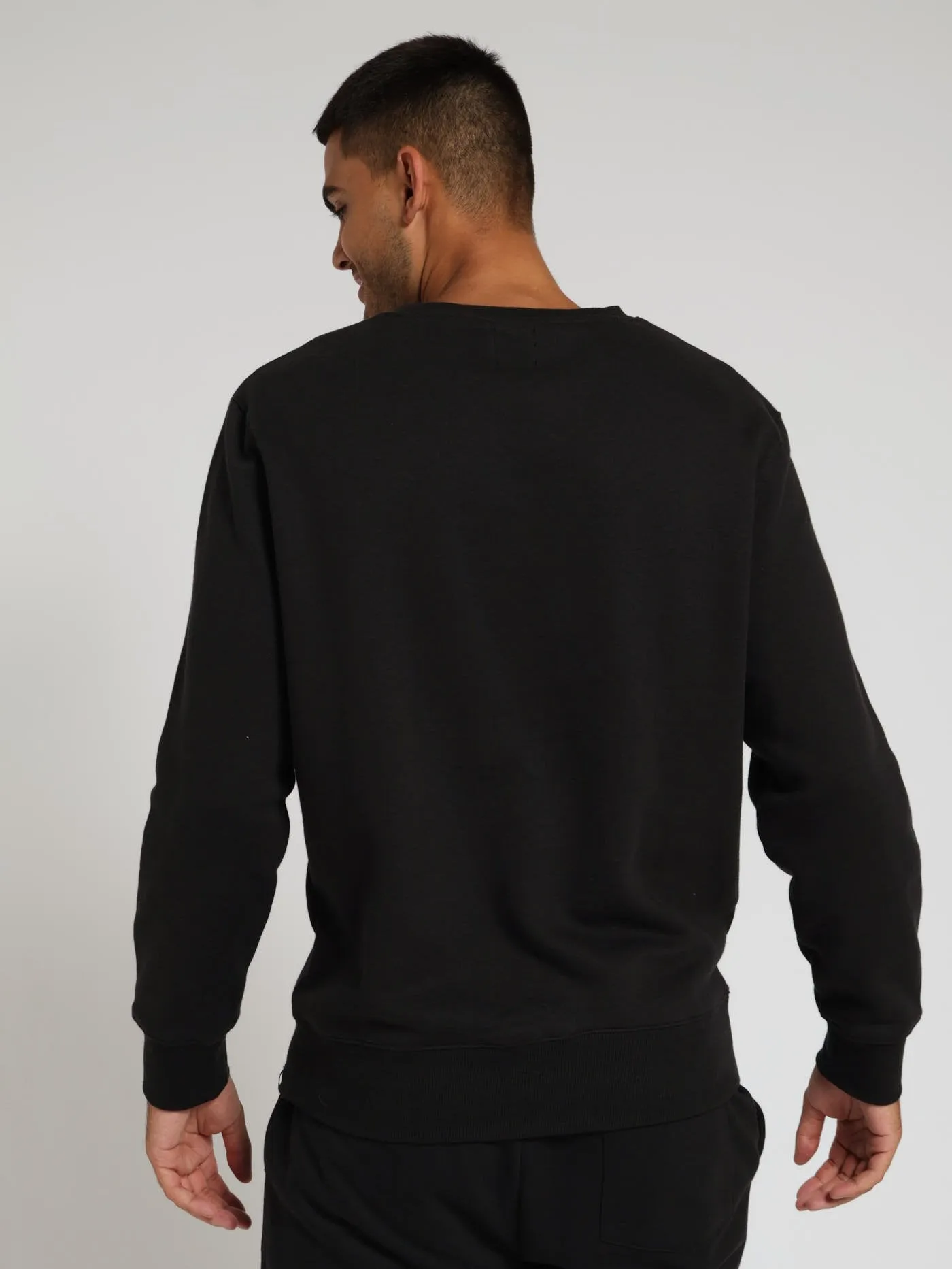 Plain Fleece Sweat Top - Black