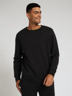 Plain Fleece Sweat Top - Black