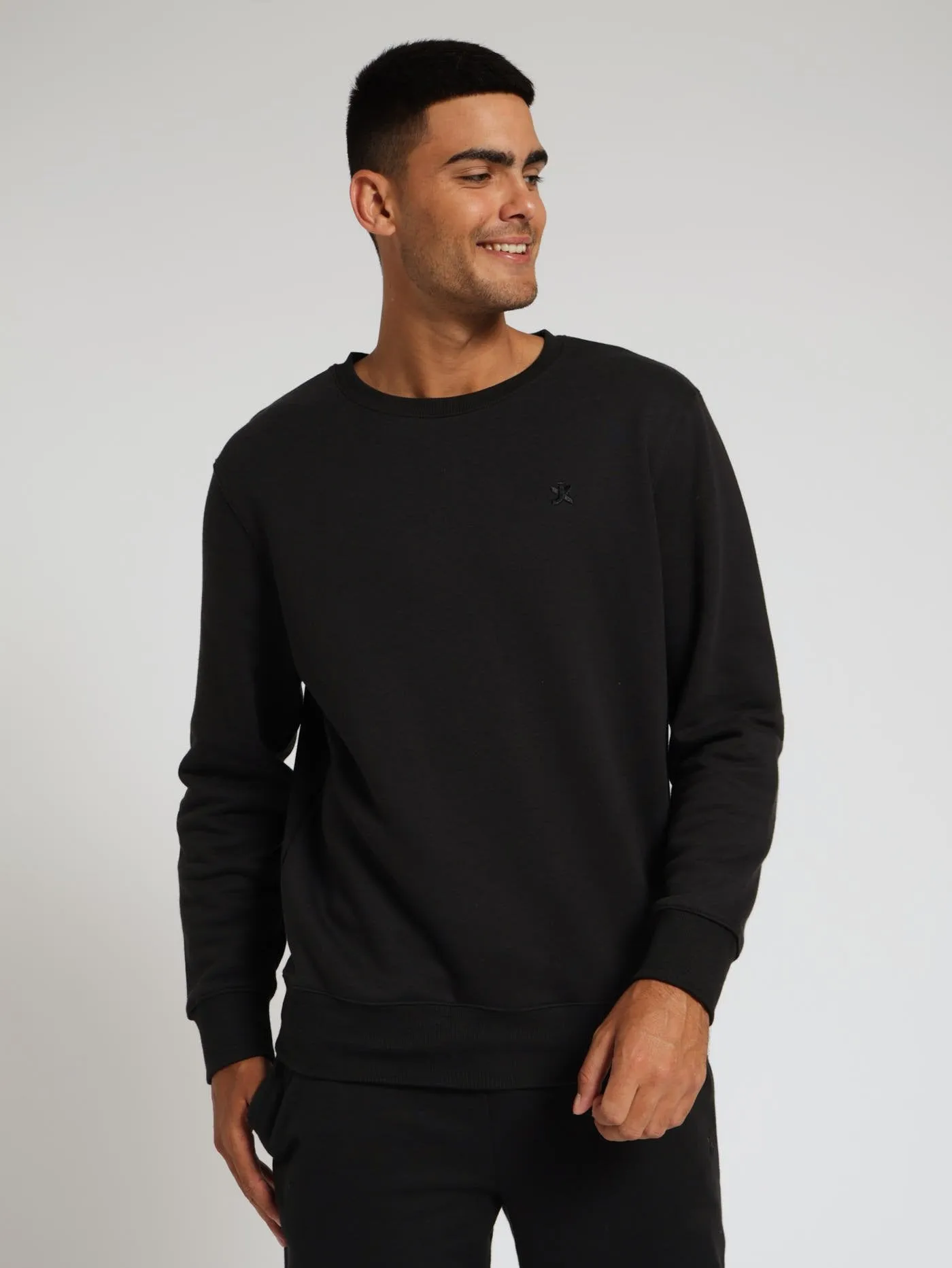 Plain Fleece Sweat Top - Black