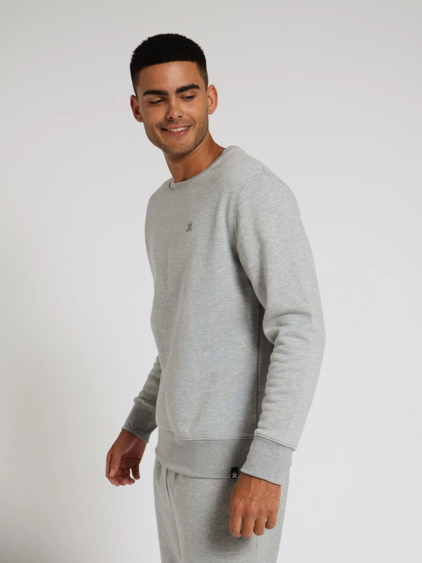 Plain Fleece Sweat Top - Grey Melange