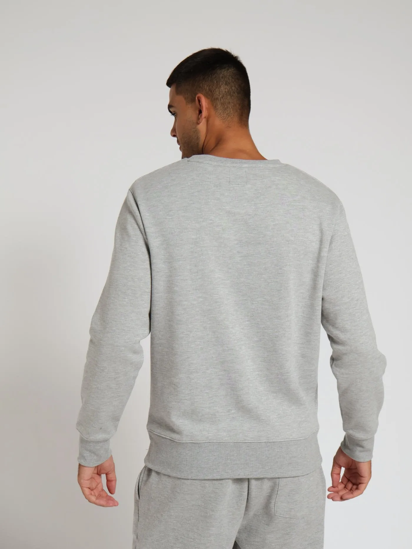 Plain Fleece Sweat Top - Grey Melange