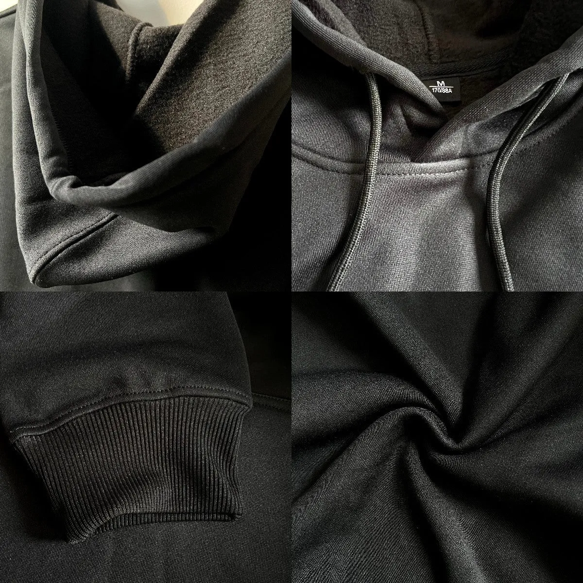 Plain Hooded Basic Casual Men's Black Sweatshirt