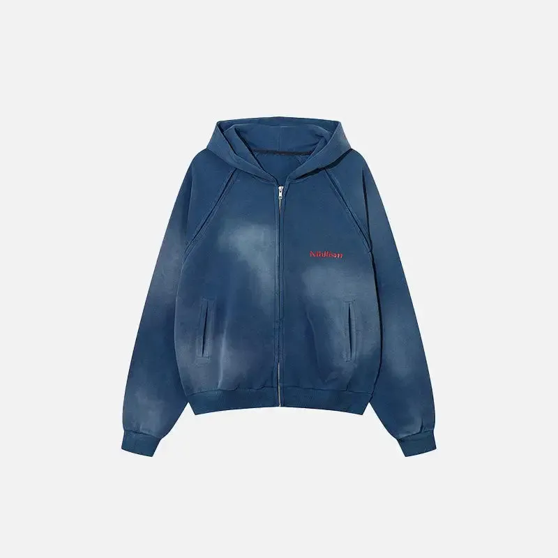Plain Washed Zip Up Hoodie from Y2K Streetwear Collection