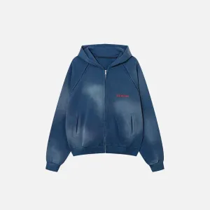 Plain Washed Zip Up Hoodie from Y2K Streetwear Collection