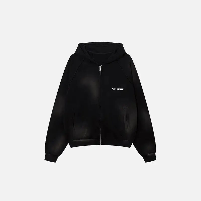 Plain Washed Zip Up Hoodie from Y2K Streetwear Collection
