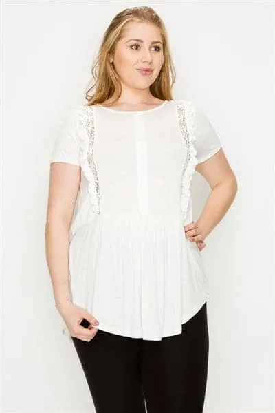 Plus Size Crochet Ruffled Top Ivory - Pack of 6