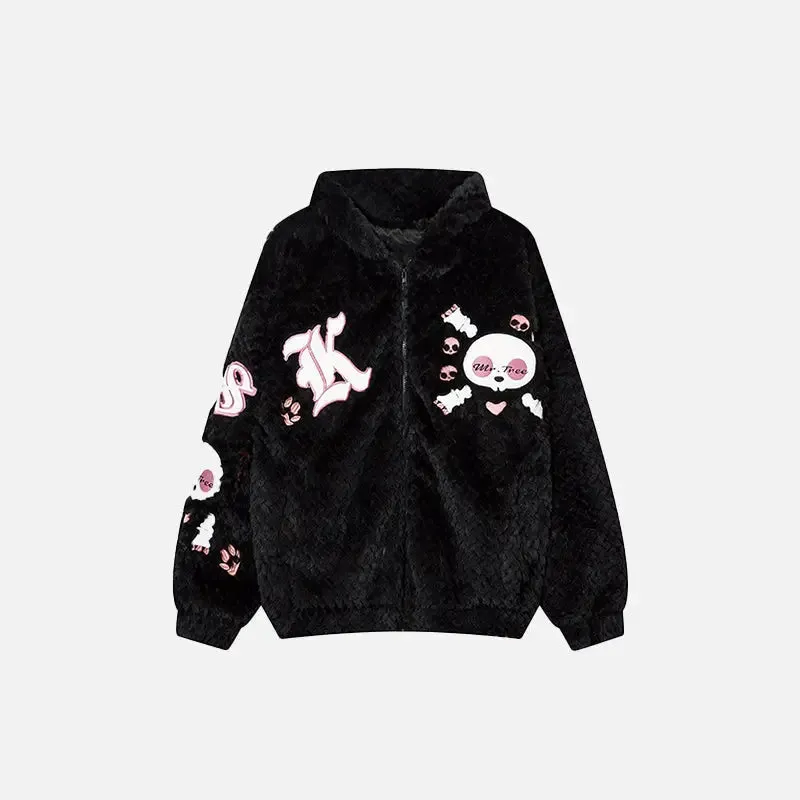 Plush Doll Print Oversized Hoodie for Y2K Style and Cozy Comfort