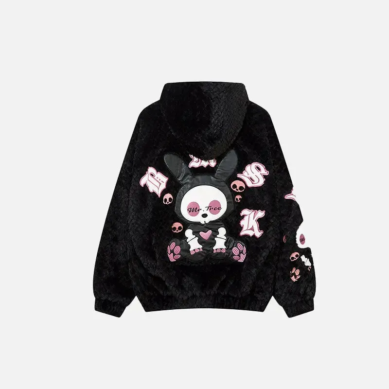 Plush Doll Print Oversized Hoodie for Y2K Style and Cozy Comfort