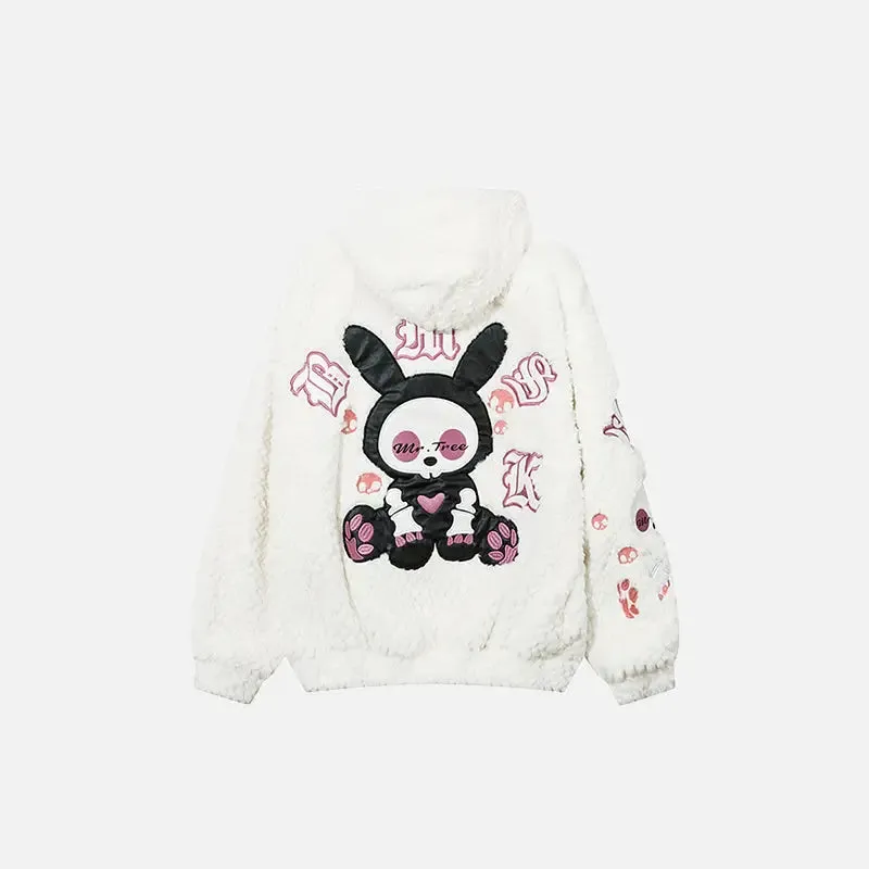 Plush Doll Print Oversized Hoodie for Y2K Style and Cozy Comfort