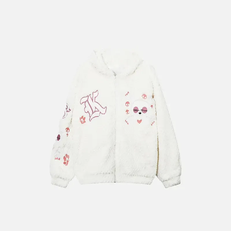 Plush Doll Print Oversized Hoodie for Y2K Style and Cozy Comfort