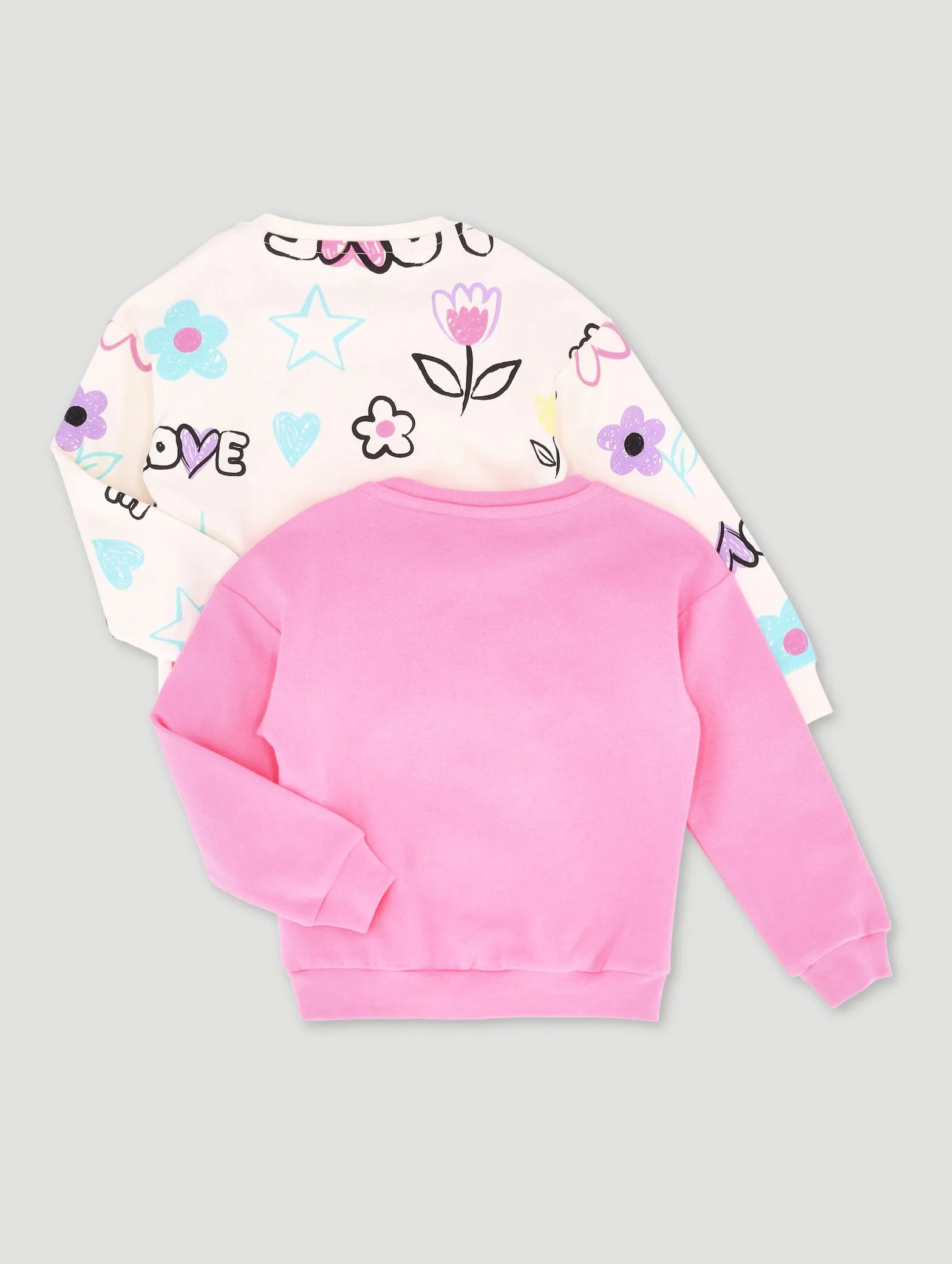 Pre-Girls 2 Pack Plain & Print Tracktop - Cerise