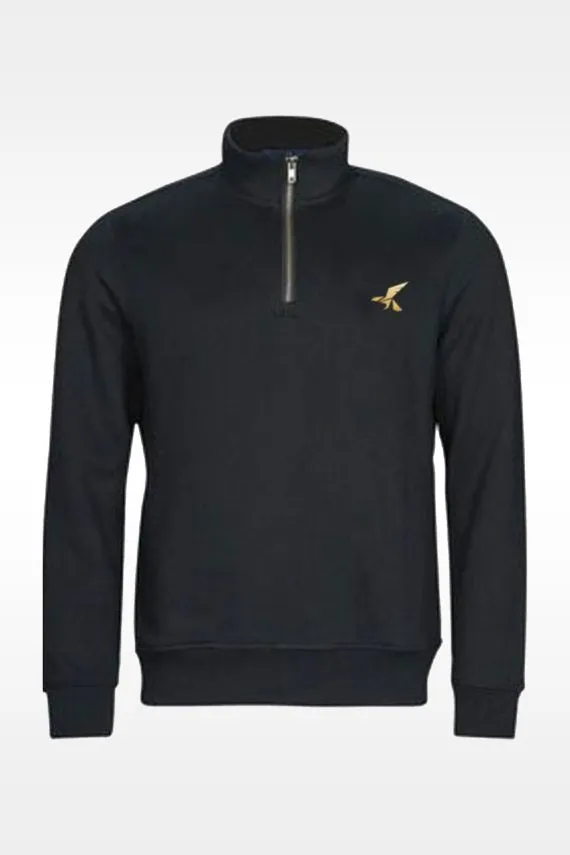 Premium Black Mockneck Zipper with Gold Hawkify Printed Logo