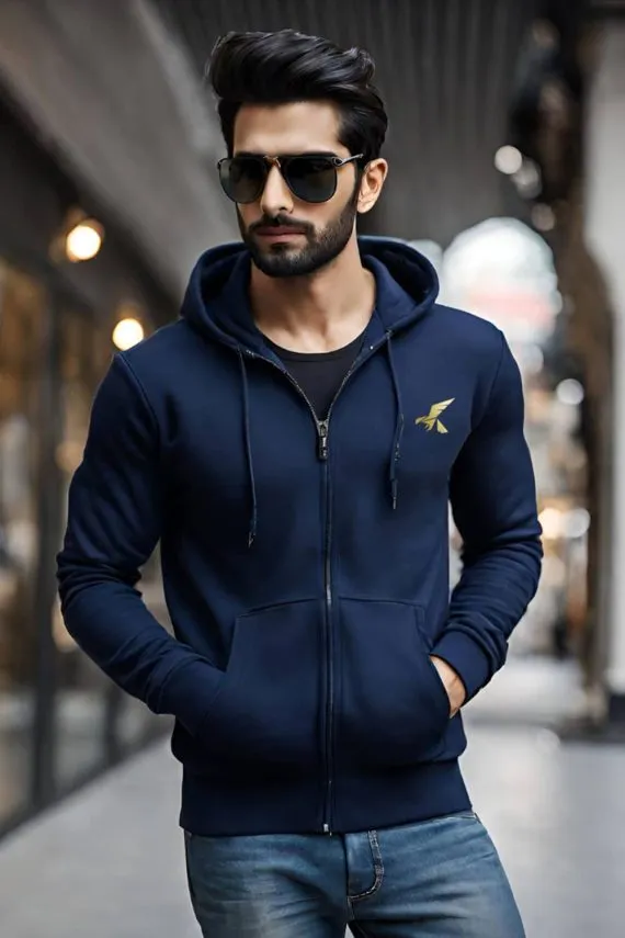 Premium Blue Zipper with Gold Hawkify Embrioded Logo