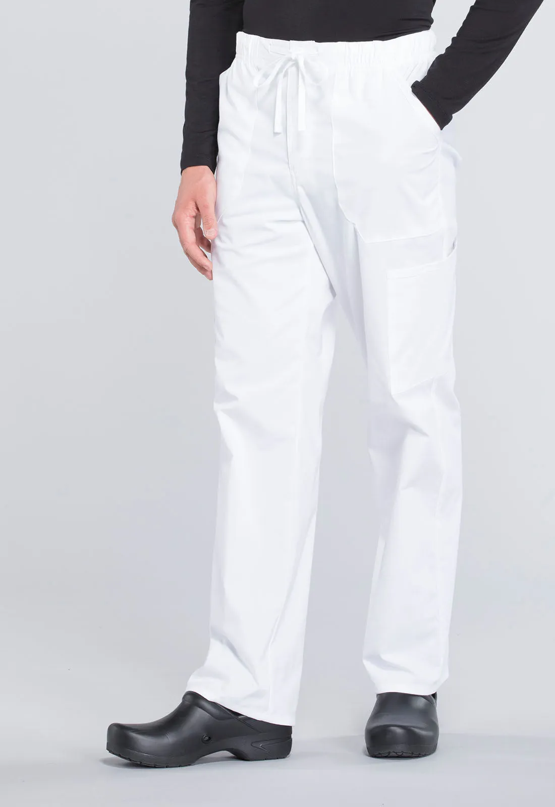 Professionals WW190 Men's Tapered Leg Fly Front Cargo Pants White
