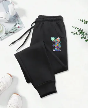 Puppet Bear with Balloon Cartoon Printed Sweatpants