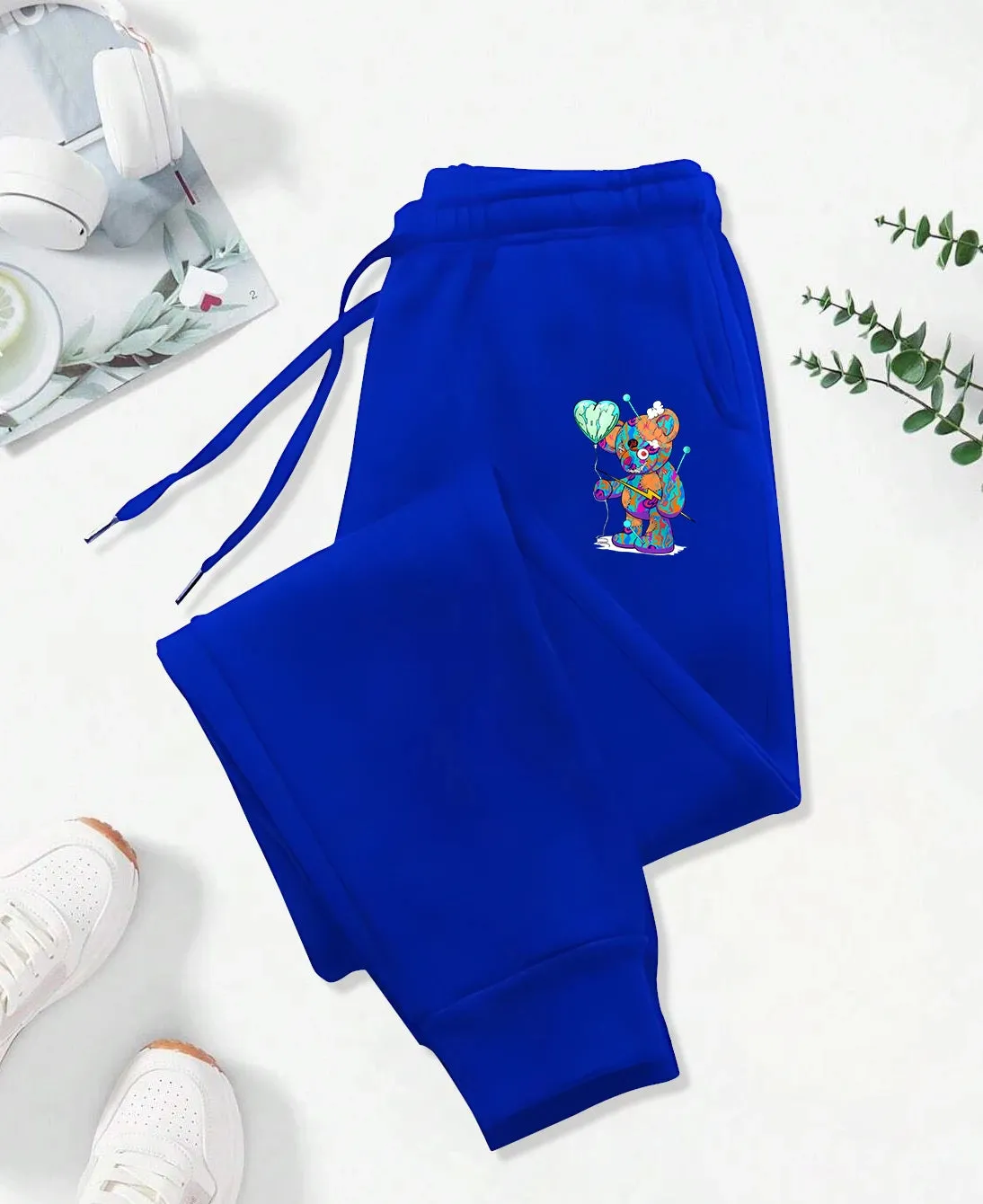 Puppet Bear with Balloon Cartoon Printed Sweatpants