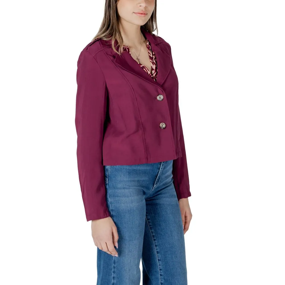 Purple Viscose Jackets & Coat