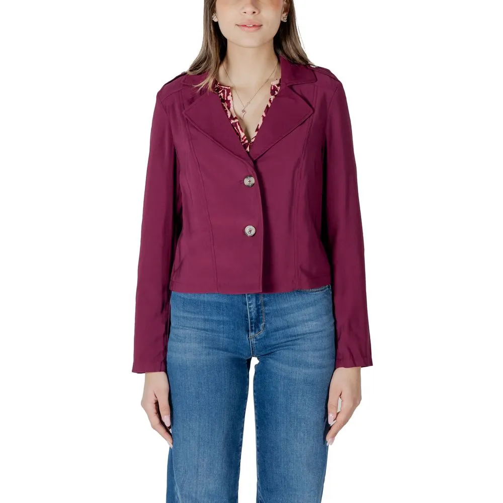 Purple Viscose Jackets & Coat