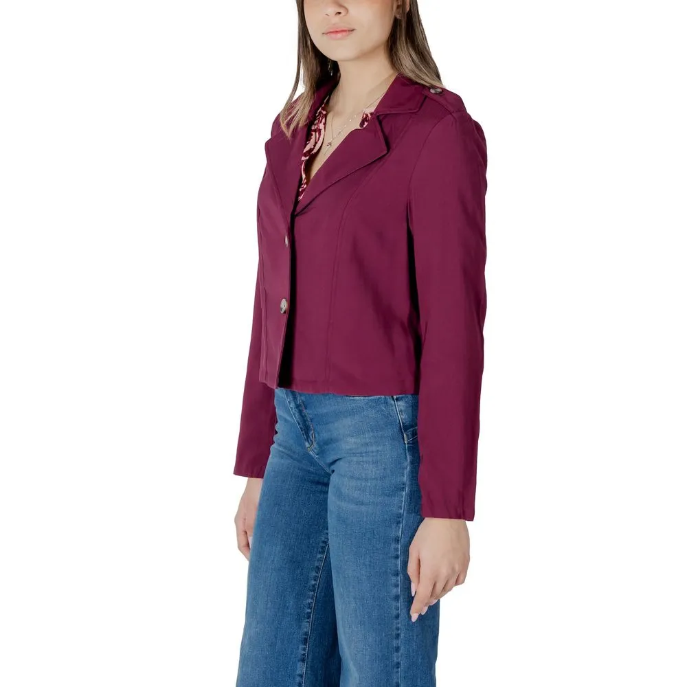 Purple Viscose Jackets & Coat
