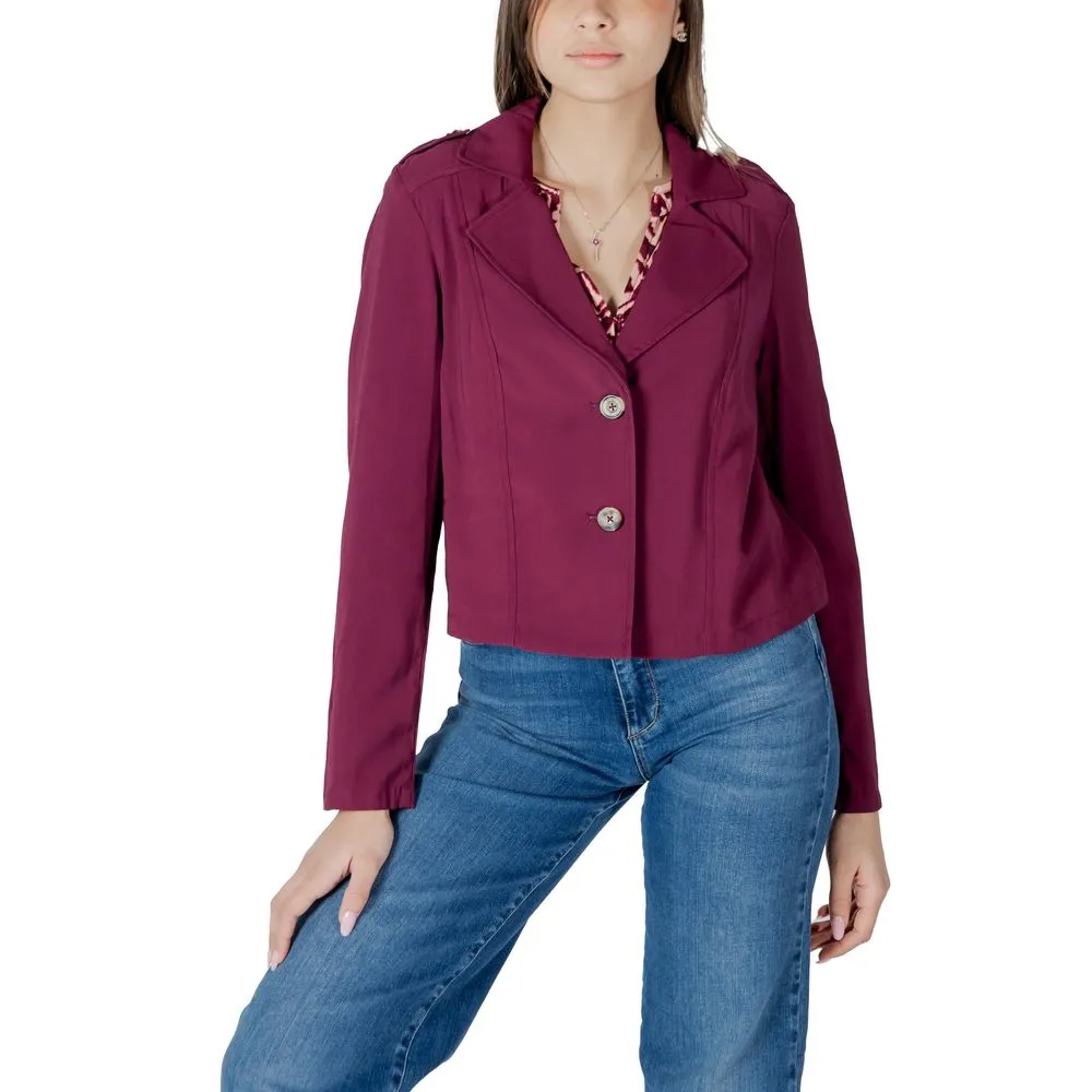 Purple Viscose Jackets & Coat
