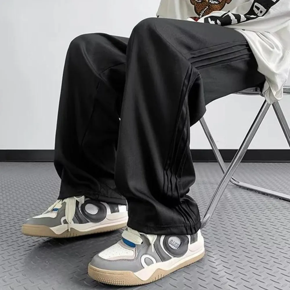 "High street Retro Solid Color Straight" Sweatpants