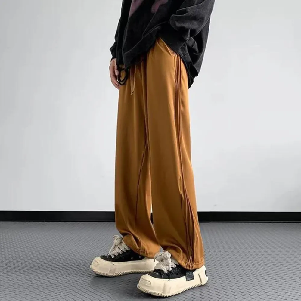 "High street Retro Solid Color Straight" Sweatpants