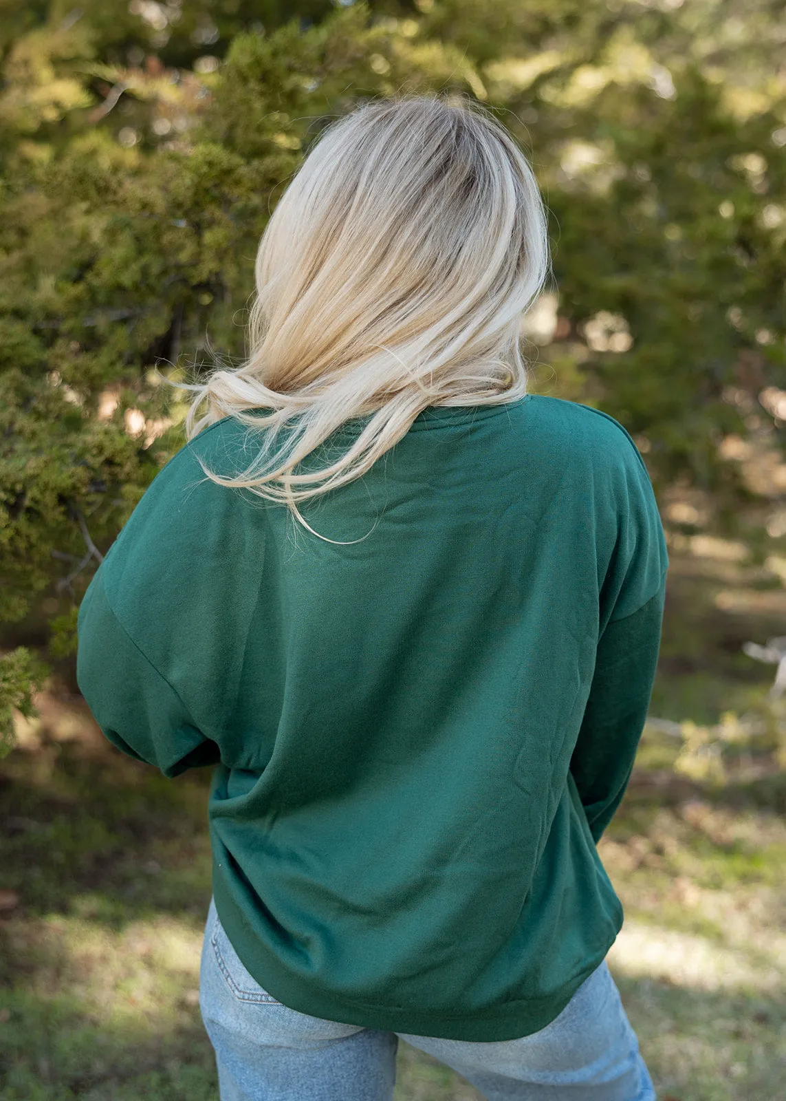 "MERRY" Plaid Green Pullover Top
