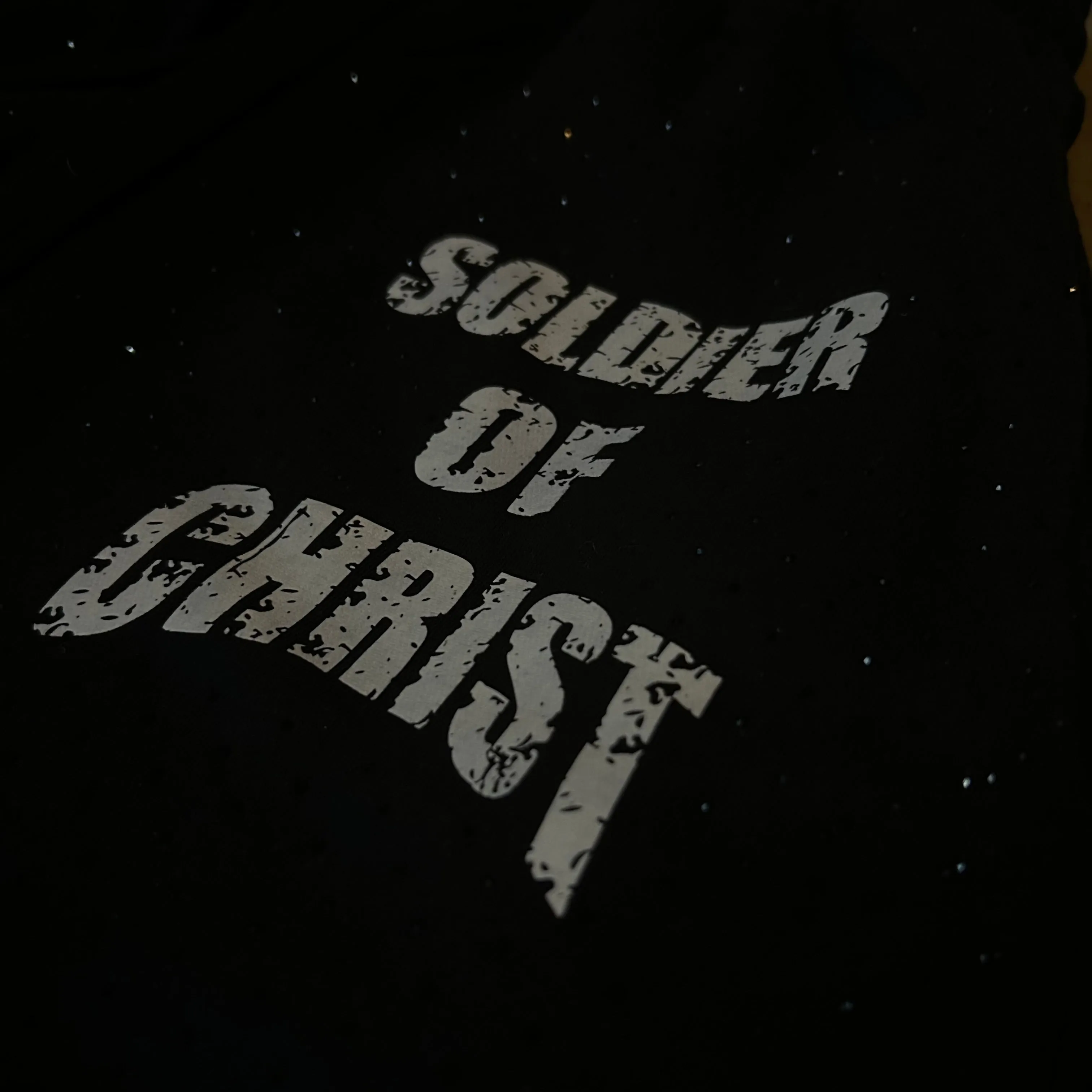"Soldier Of Christ" Black Rhinestones Sweatpants