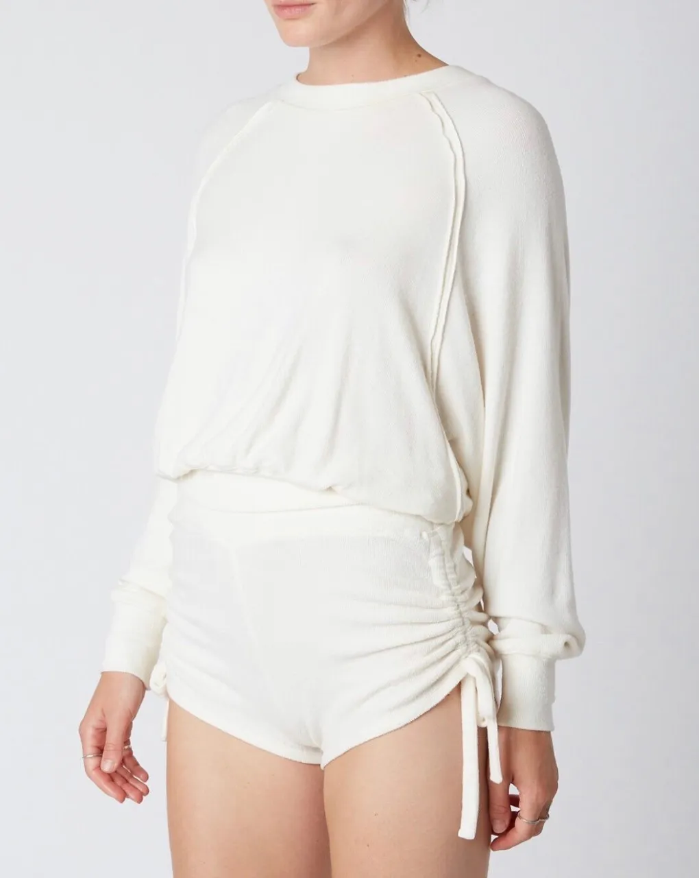 Raglan Sleeve Crew Neck Crop Top