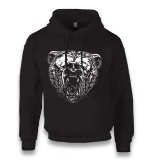 Realistic Wild Bear Roaring Unisex Black Hoodie