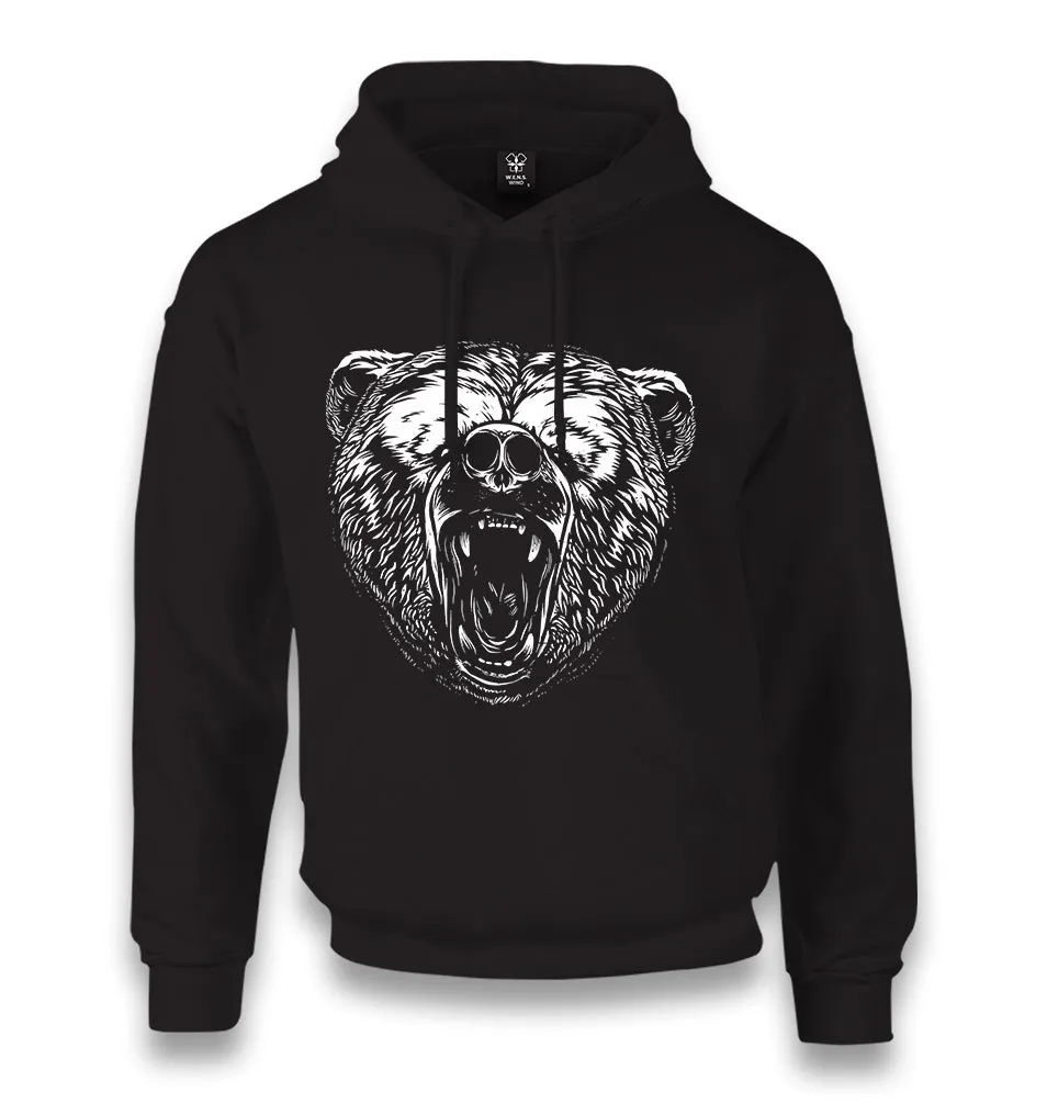 Realistic Wild Bear Roaring Unisex Black Hoodie