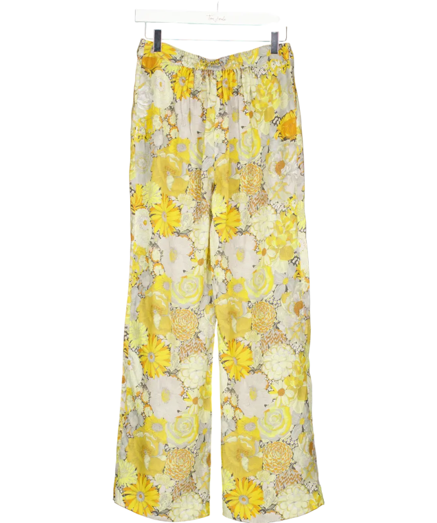 Really Wild floral Wide Leg Silk Palazzo Pants UK 6