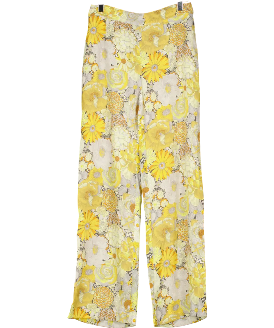 Really Wild floral Wide Leg Silk Palazzo Pants UK 6