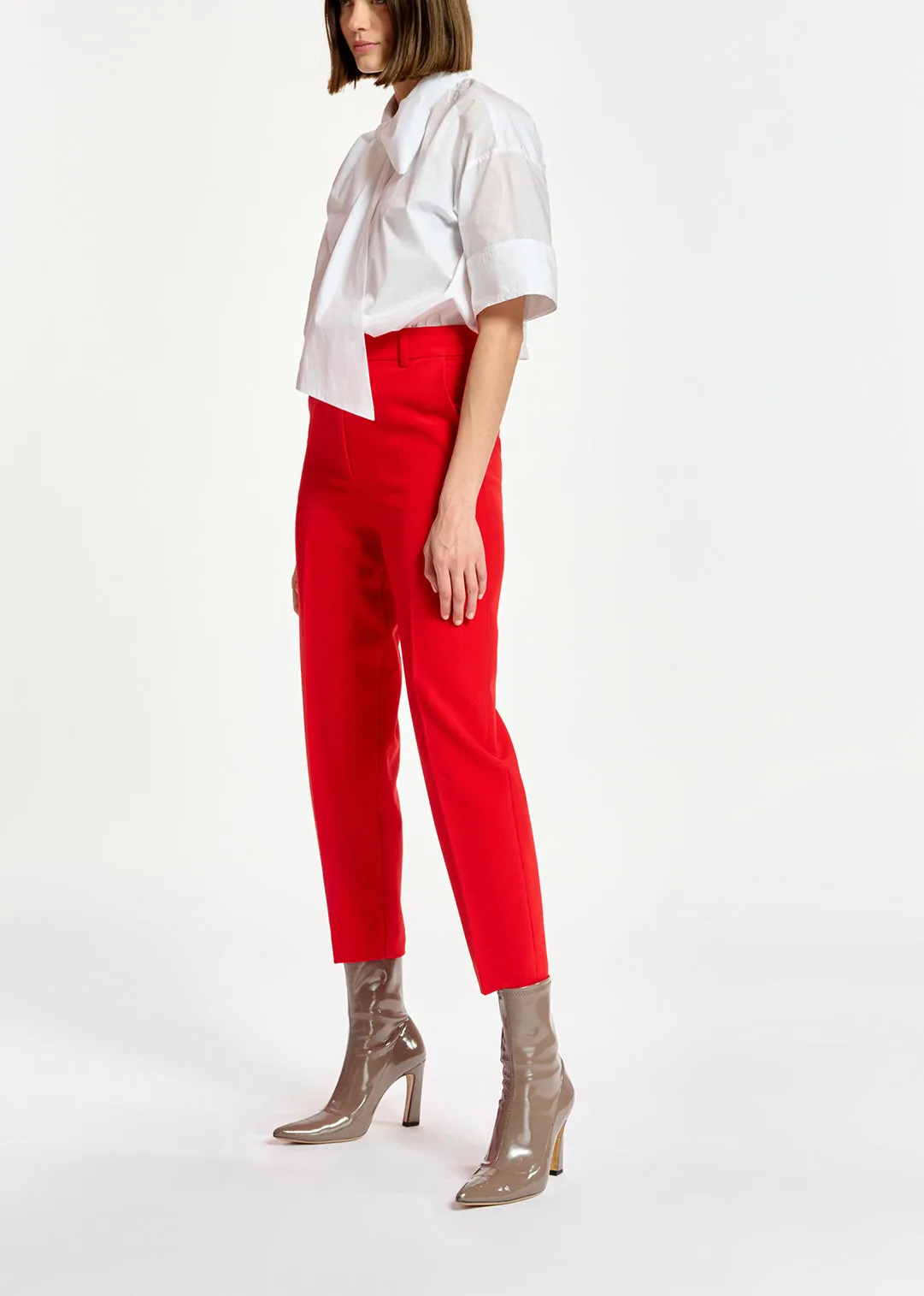 Red tapered pants