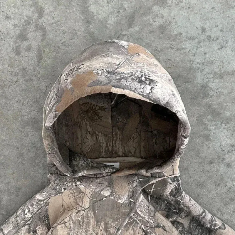 Retro Camo Hoodie Pullover Women Y2K Tactical Oversized Sweatshirt - Casual Warm Zipper Streetwear Jacket