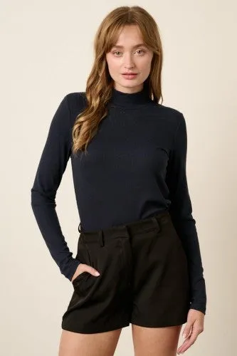 Rib Mock Neck Long Sleeve Top