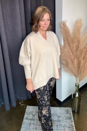 Rila V-Neck Side Slit Sweater-FINAL SALE