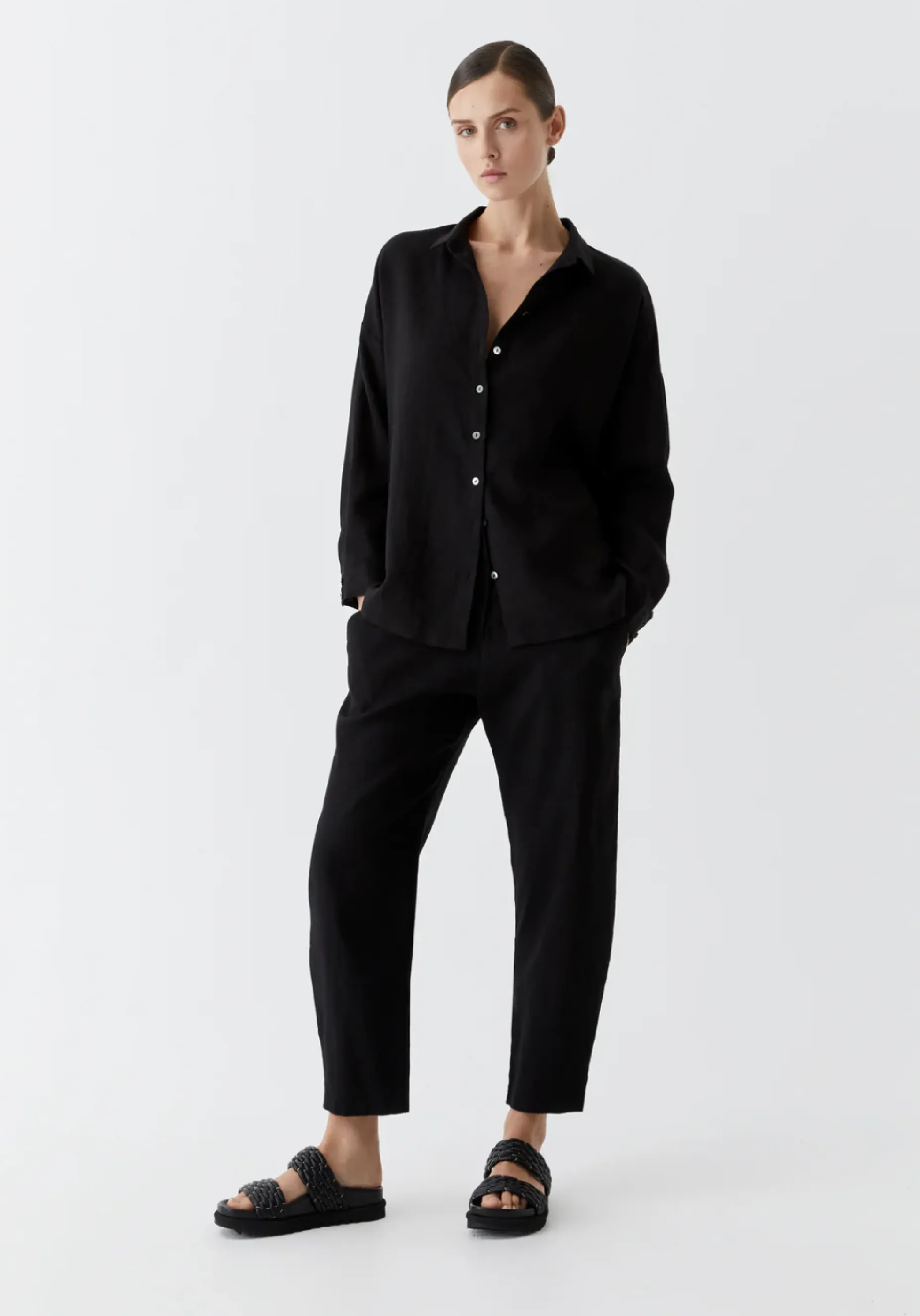 Rocco Linen Pants - Black