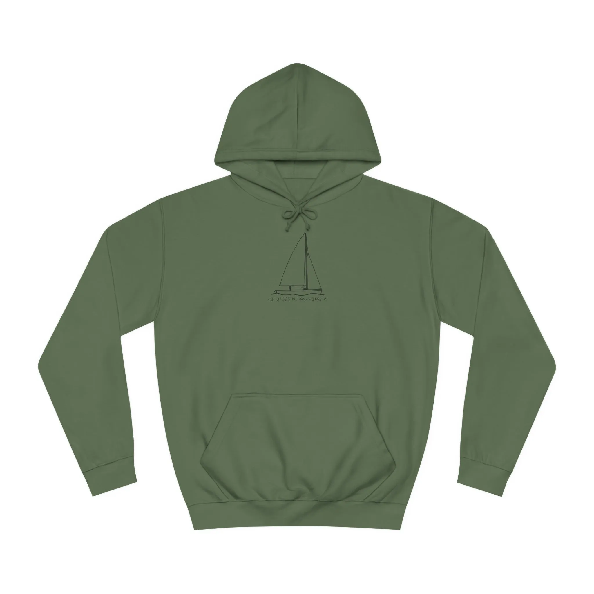 Sailboat 470 model Okauchee Lake Coordinates - Medium Weight Hoodie