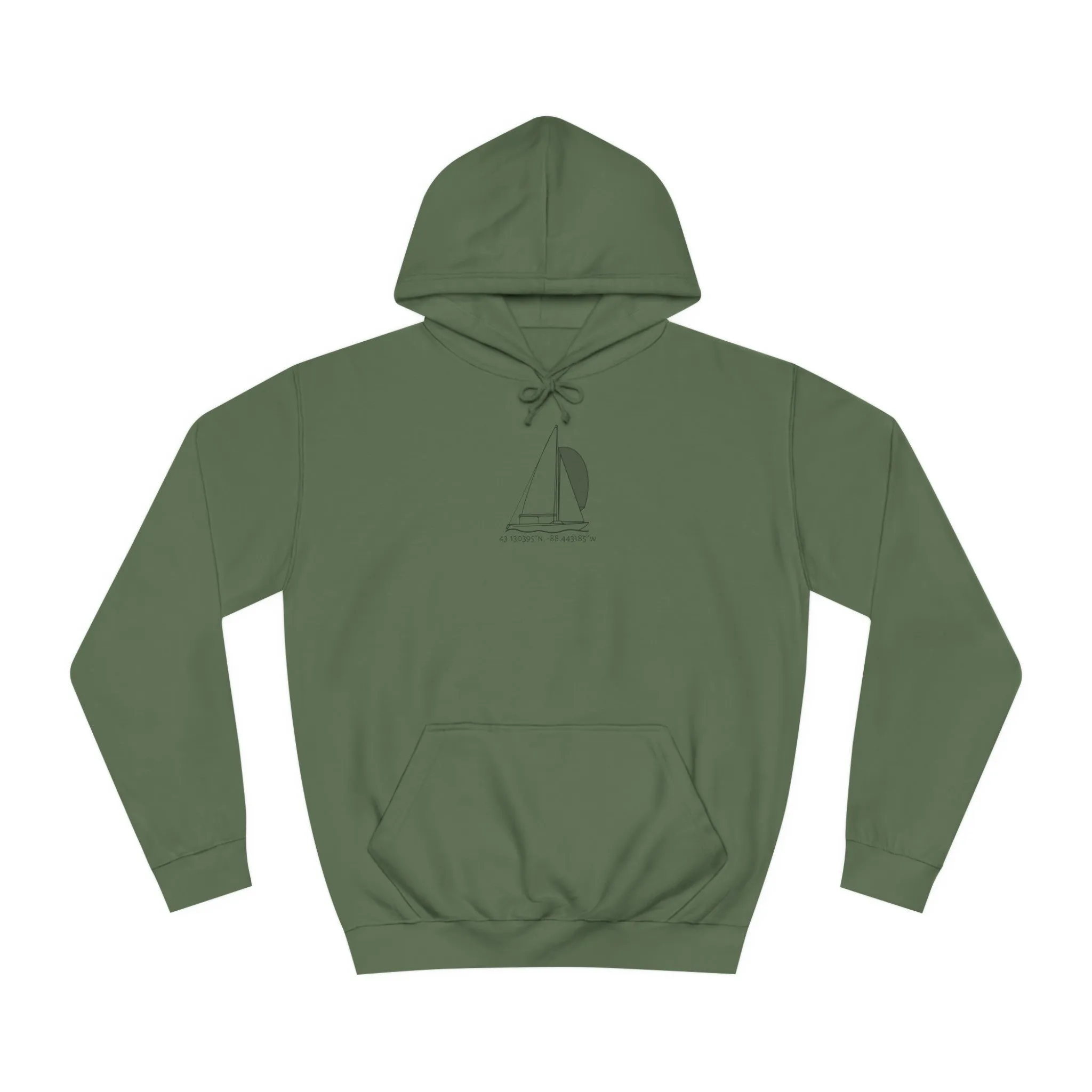 Sailboat Yngling model Okauchee Lake Coordinates - Medium Weight Hoodie