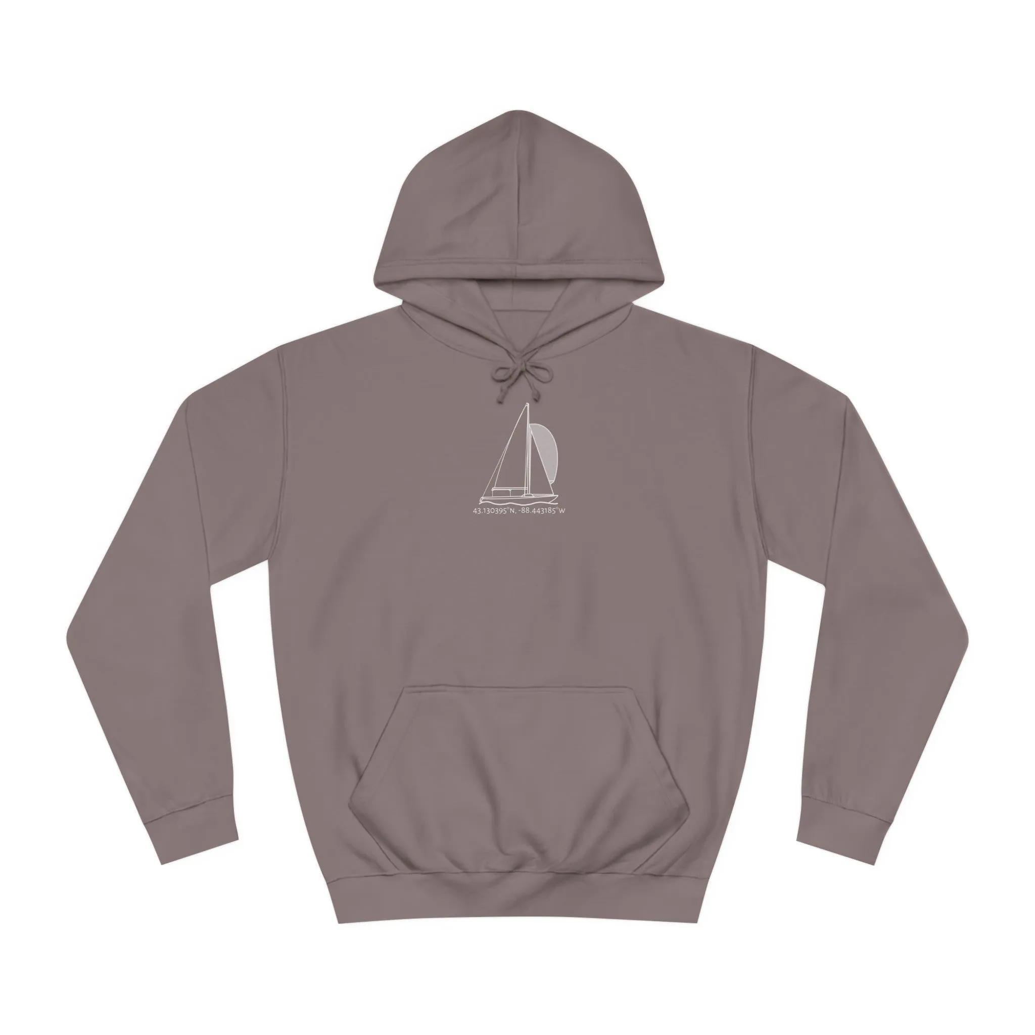 Sailboat Yngling model Okauchee Lake Coordinates - Medium Weight Hoodie
