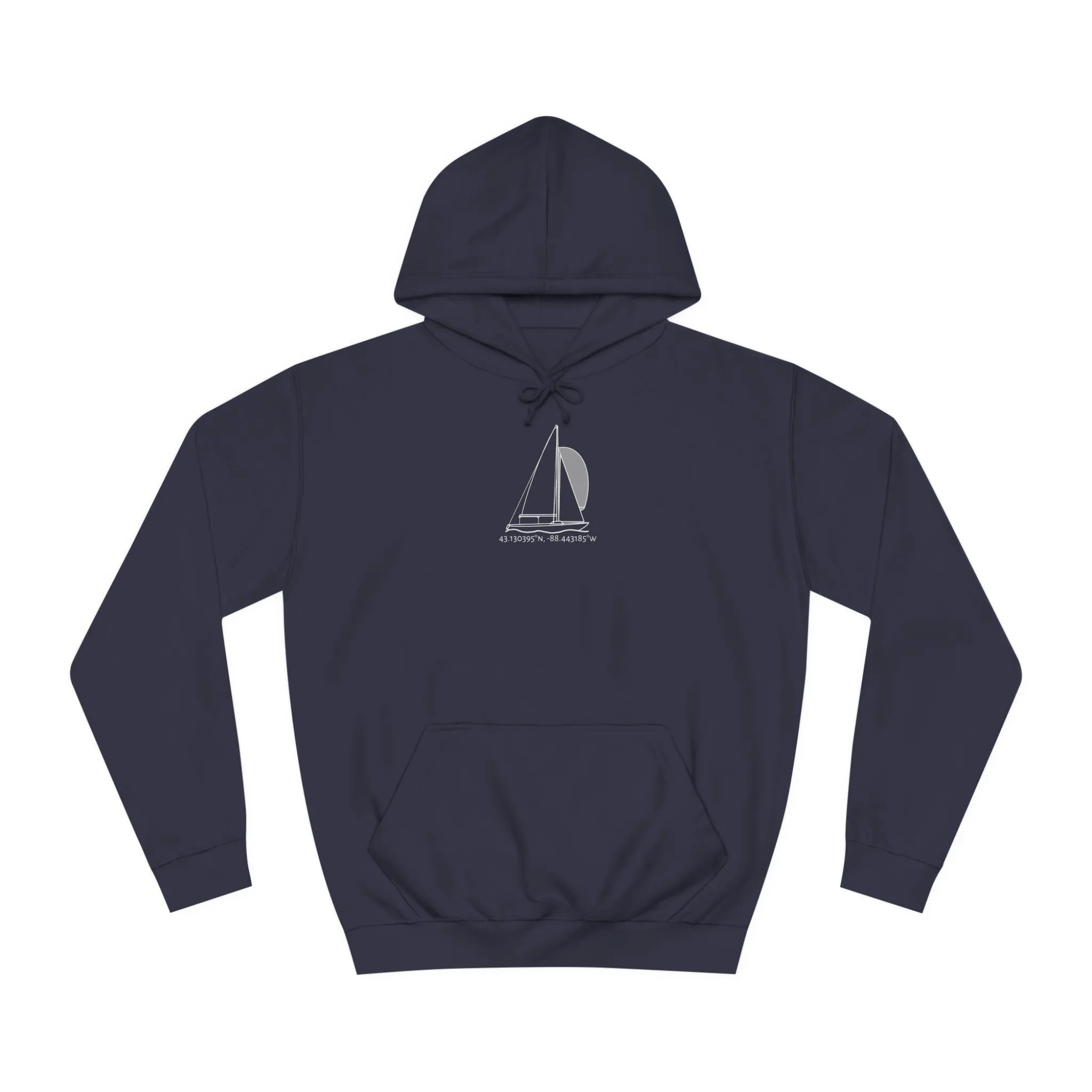 Sailboat Yngling model Okauchee Lake Coordinates - Medium Weight Hoodie