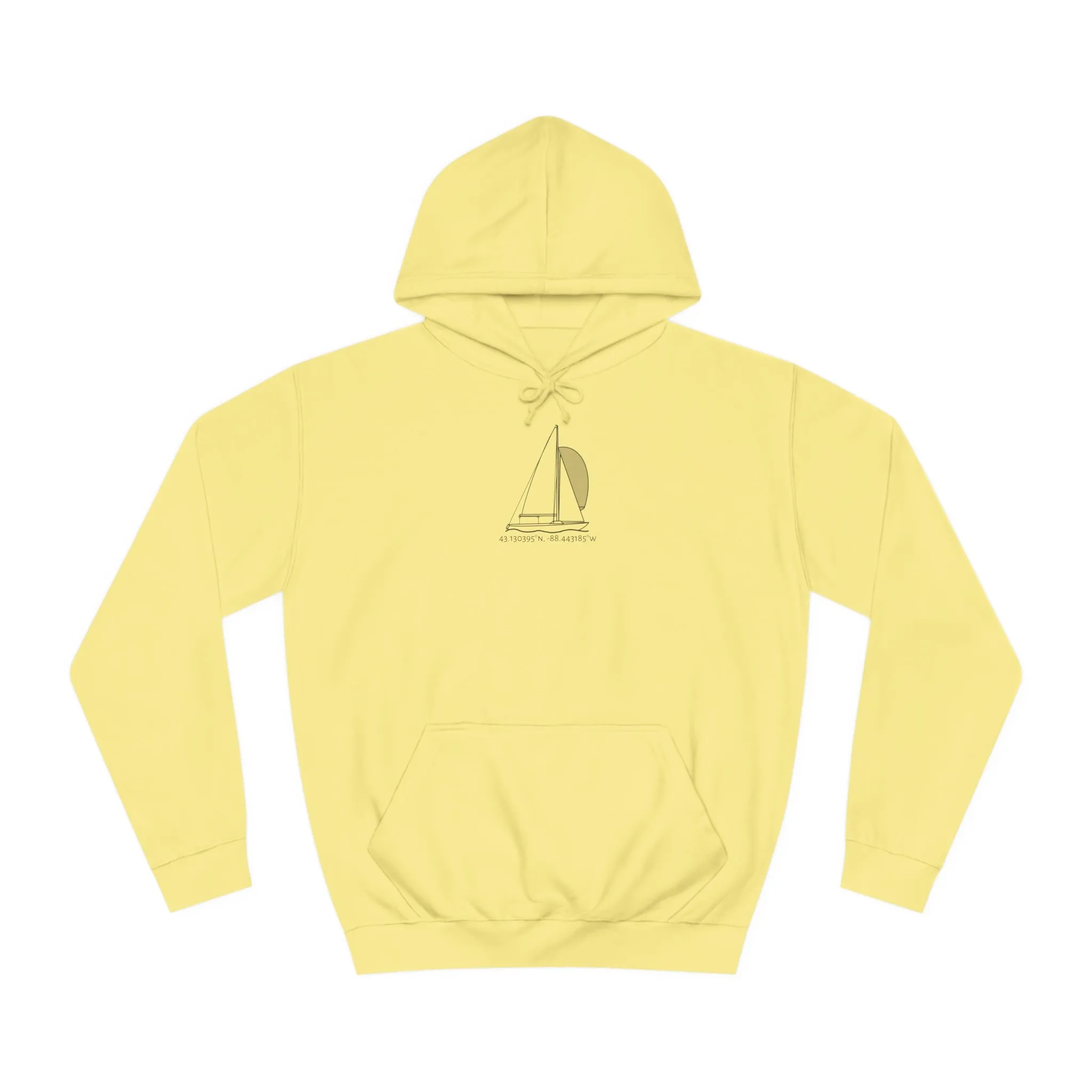 Sailboat Yngling model Okauchee Lake Coordinates - Medium Weight Hoodie
