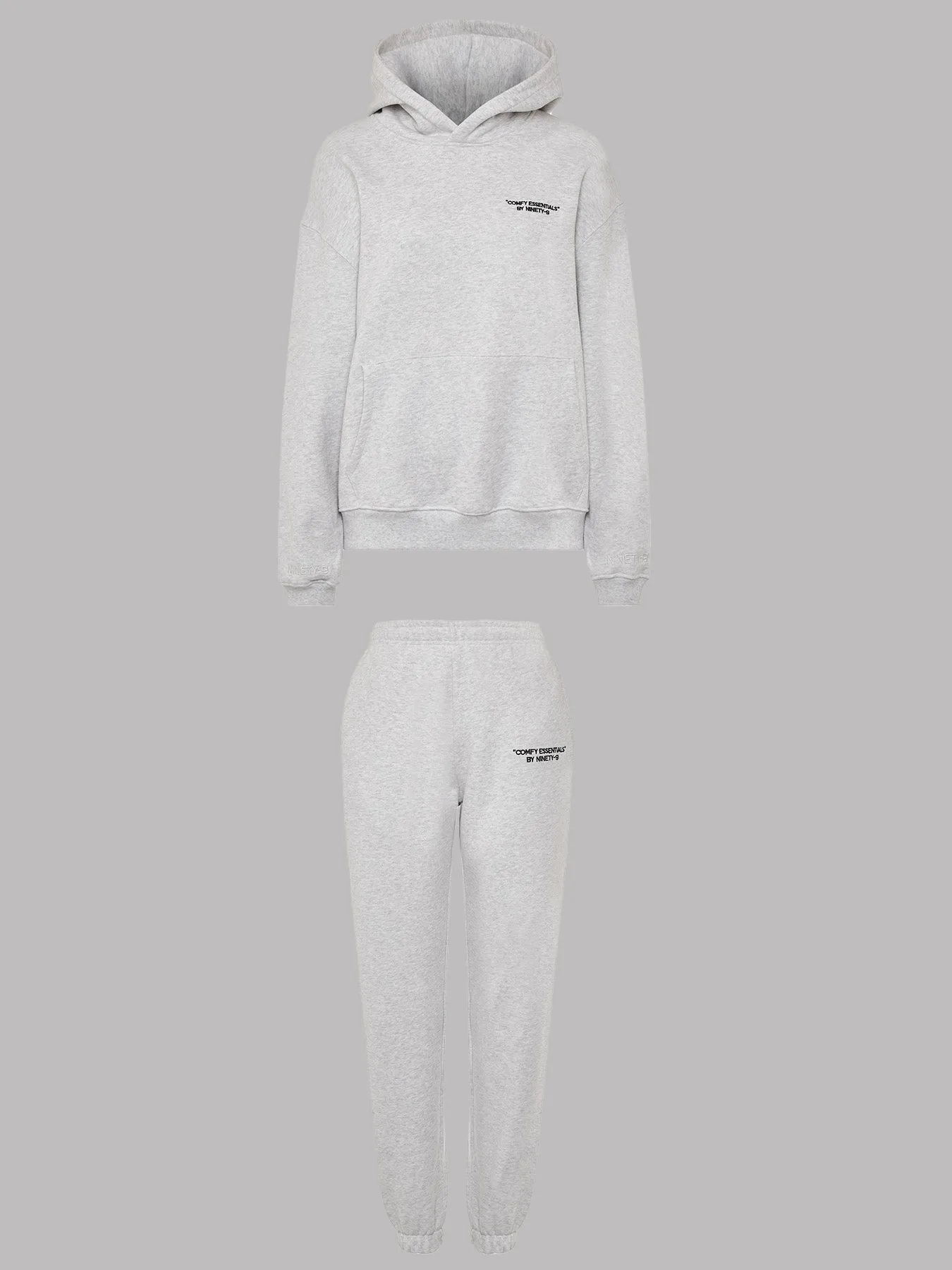 SET - ESSENTIALS - HOODIE AND SWEATPANTS • LIGHT GREY