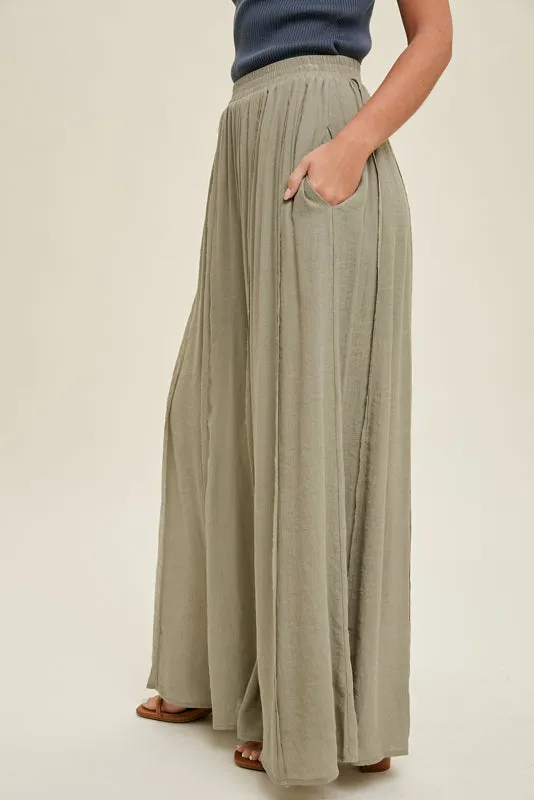 SHANNON OLIVE WIDE LEG PANTS